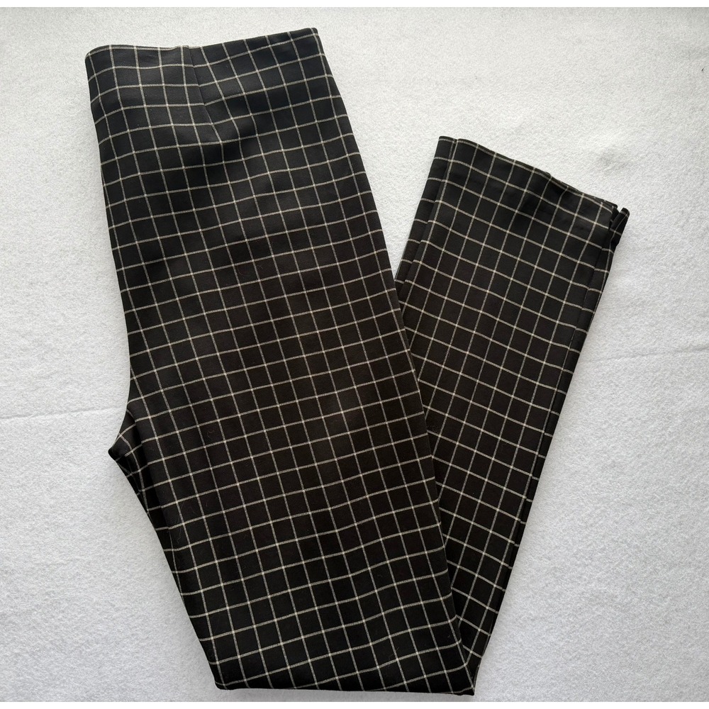 Chicos Windowpane Grid Pull On Ankle Pants Black White Size 2P US 12R 570246506